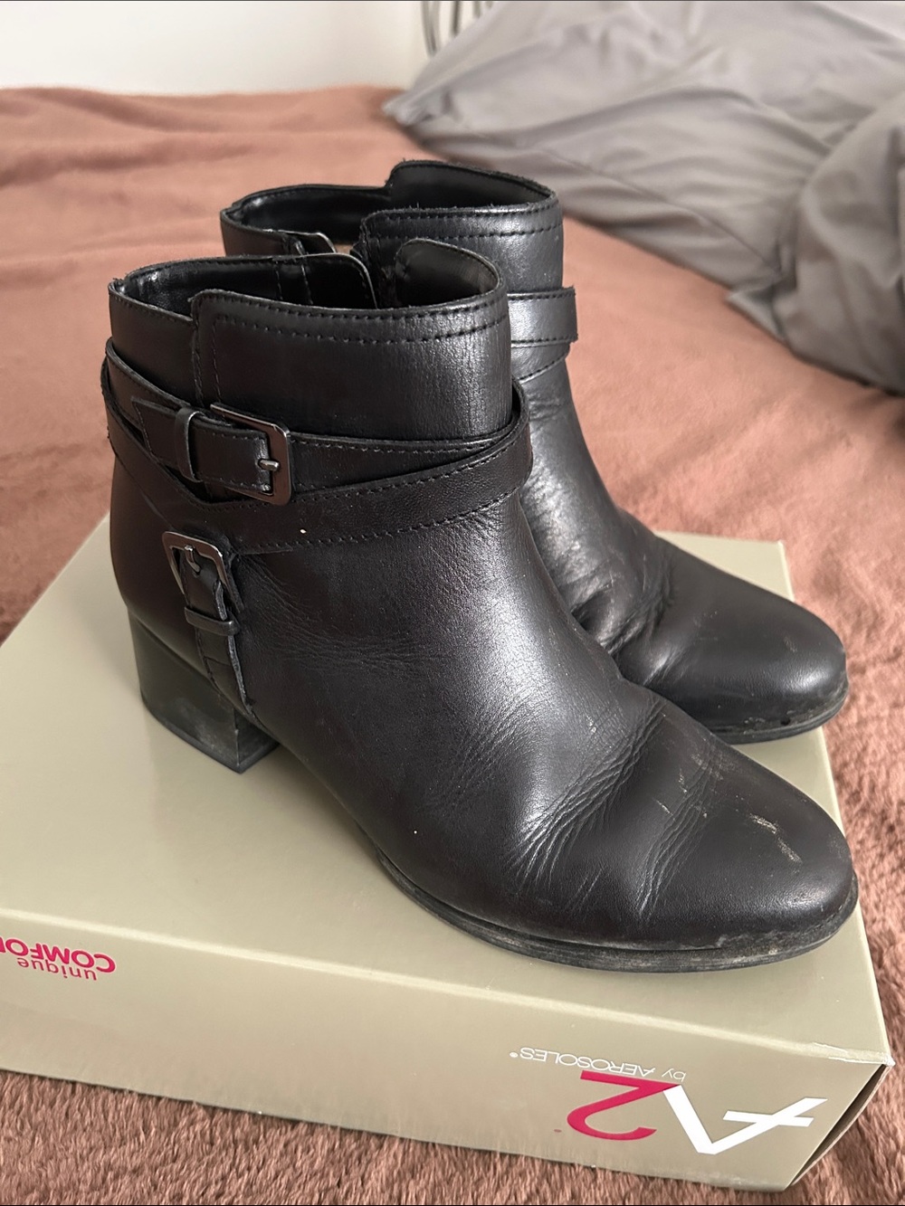 Naturalizer Women's Black Ankle Booties with Buckle Strap